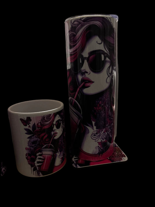 Cup tumbler and coaster bundle 💕